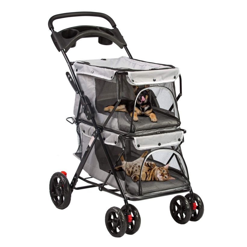 LONABR Folding Dog Stroller Travel Cage