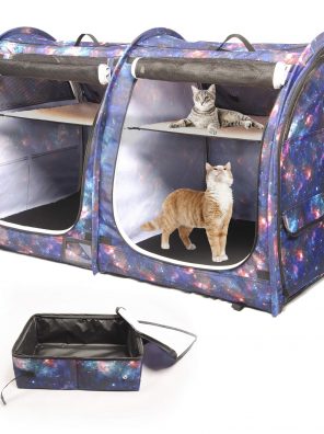 Cat Cage Portable Carry Bag Mats and Collapsible Litter Box