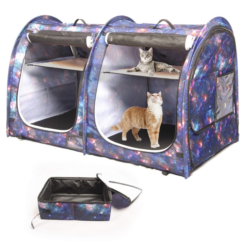 Cat Cage Portable Carry Bag Mats and Collapsible Litter Box