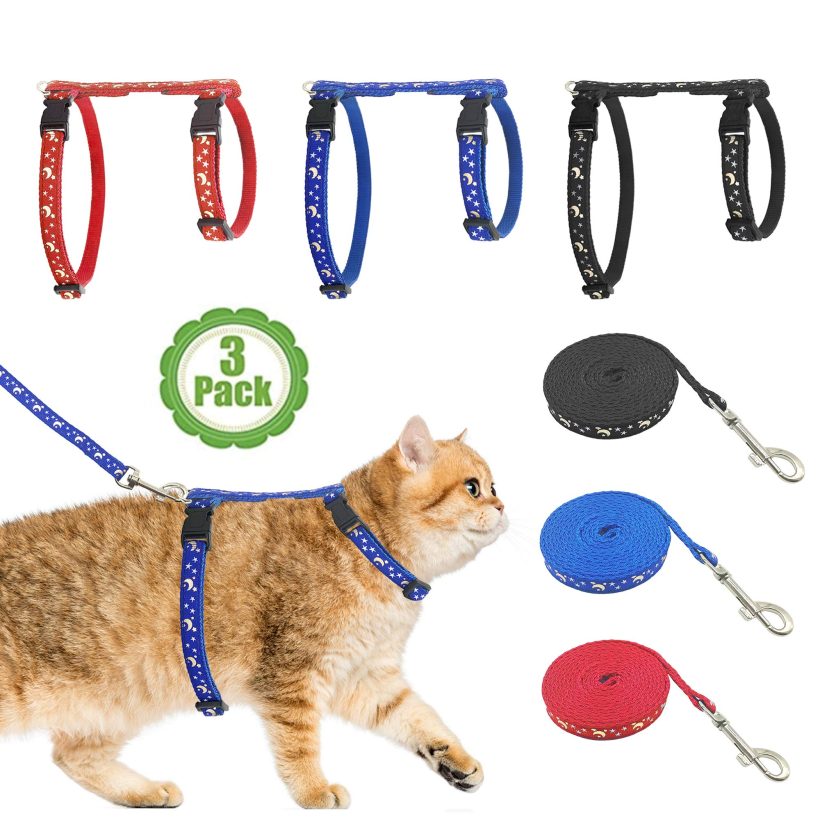 Cat Harness with Leash Unique Stars and Moon Design