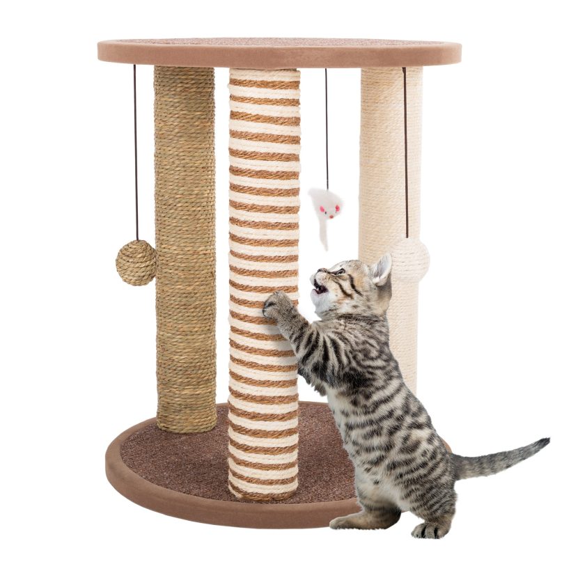 Cat Scratching Post Tower with 3 Scratcher Posts