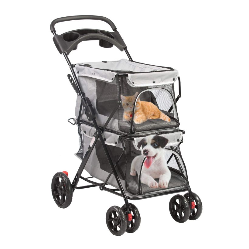 LUCKYERMORE Double Pet Stroller for 2 Dogs