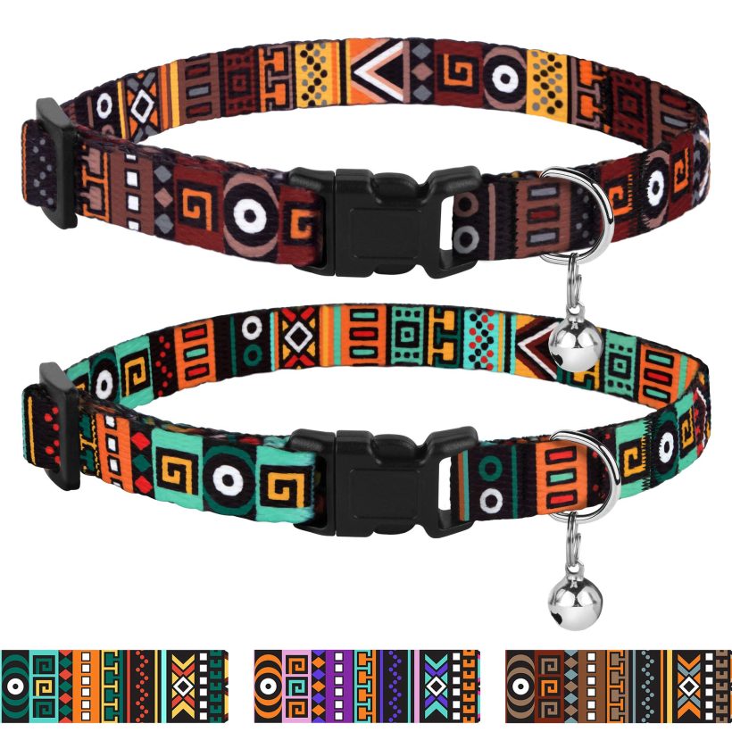 Cats Cat Collar with Bell Tribal Nylon Pet Collar