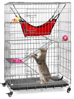 Cage Playpen Kennel Crate for Cats with Hammock