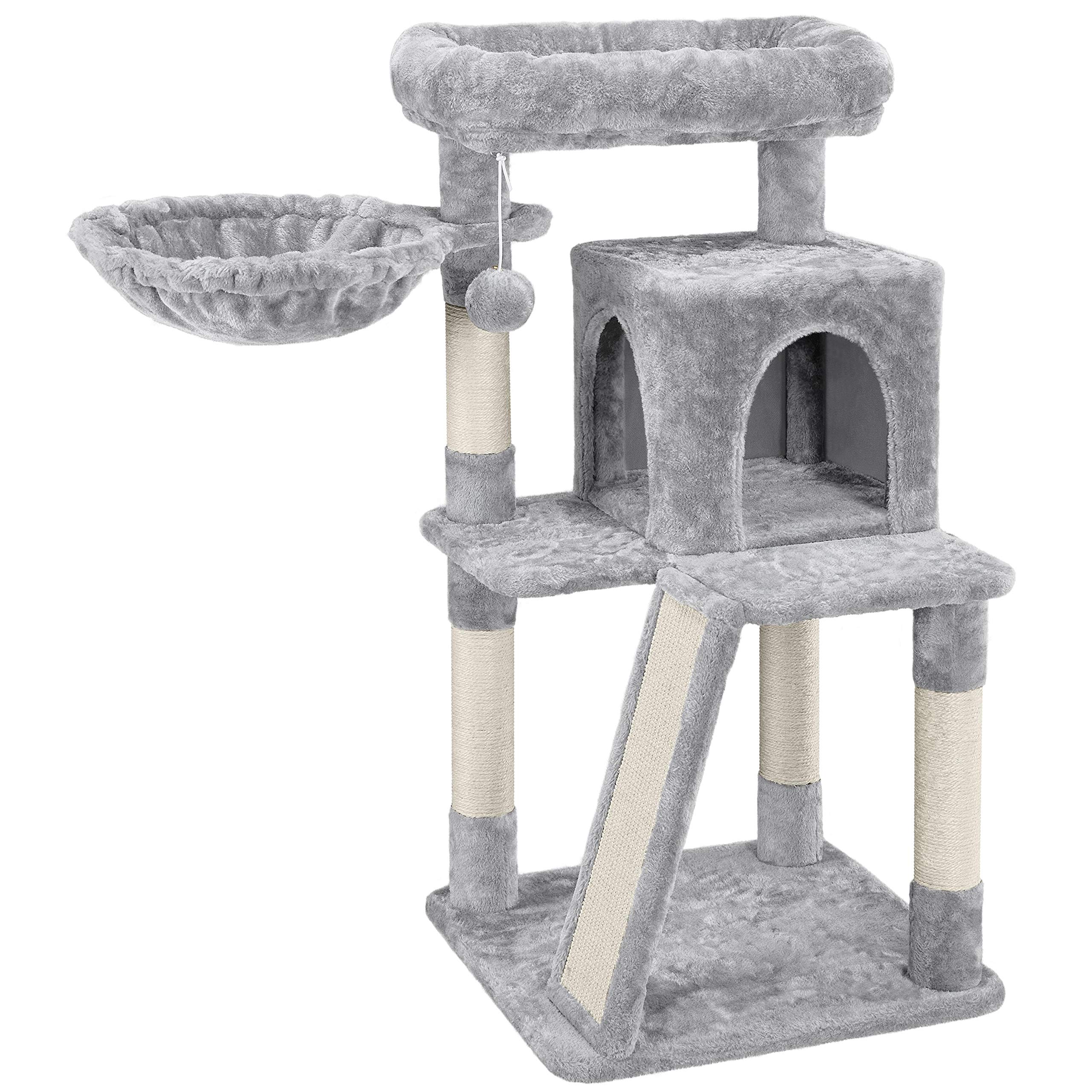 Cat Scratching Post with 2 Cozy Plush Condos for Indoor Cats