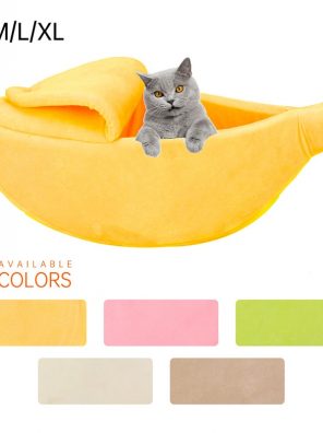 Small Cats Bed Banana Shape House Fluffy Warm